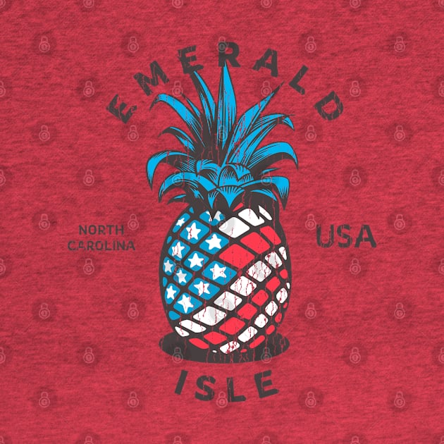 Emerald Isle, NC Summertime Vacationing Patriotic Pineapple by Contentarama